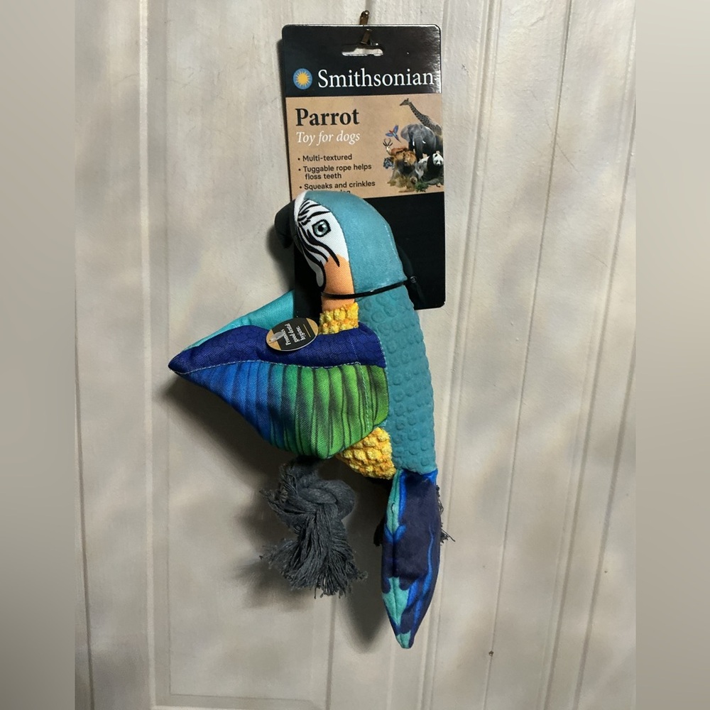 Brand New Smithsonian Dog Parrot Plush Toy - Various Colors Red and Blue